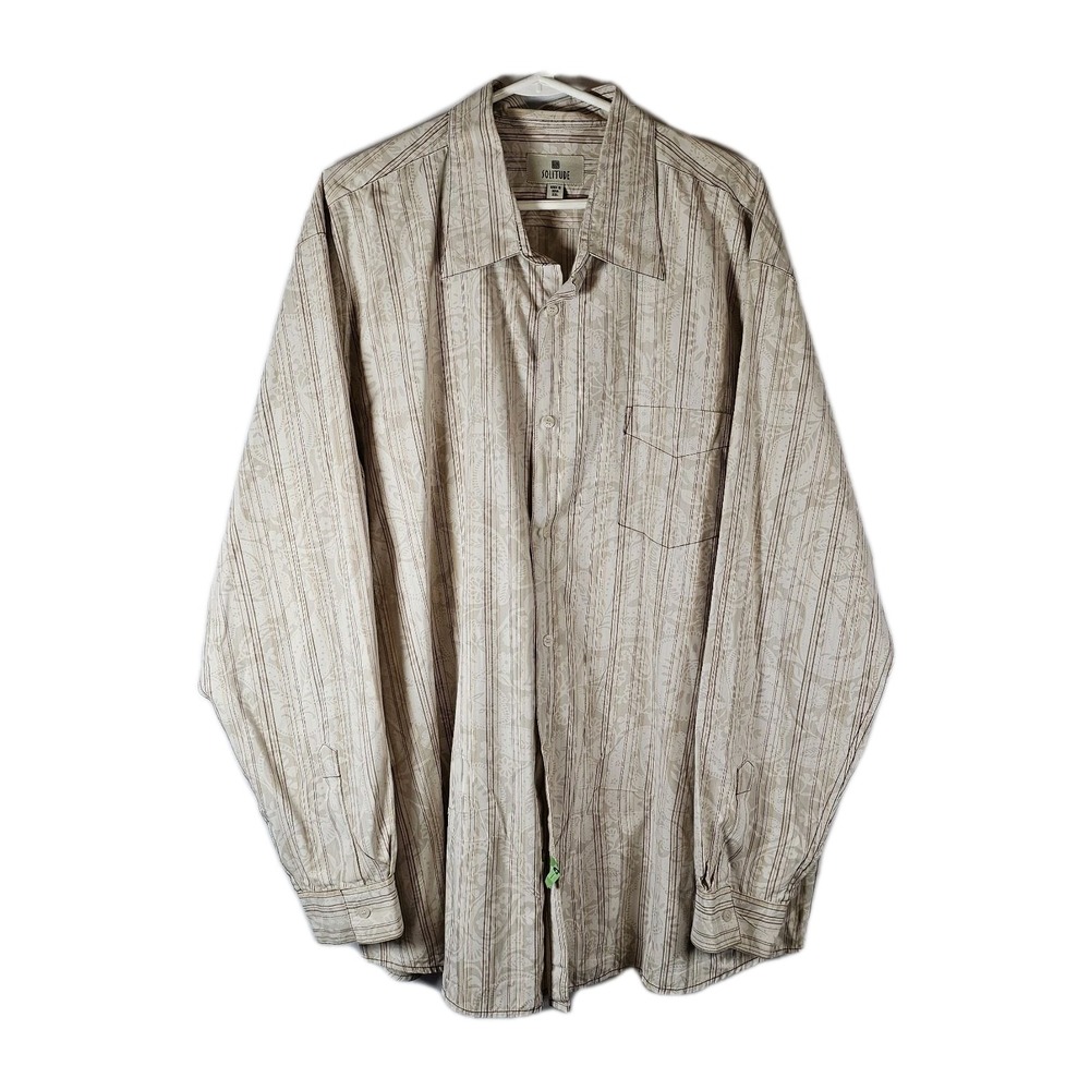 Solitude Mens Collared Button Down Long Sleeve Size XXL Striped & Floral Cotton